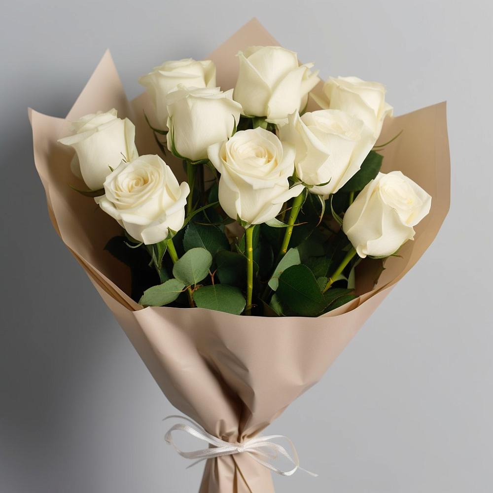 Букет 9 Белых роз Эдлесс Лав в Железноводске