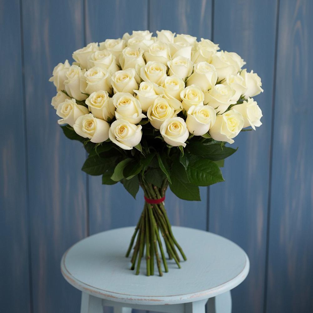 Букет 51 Белая роза Эдлесс Лав в Железноводске