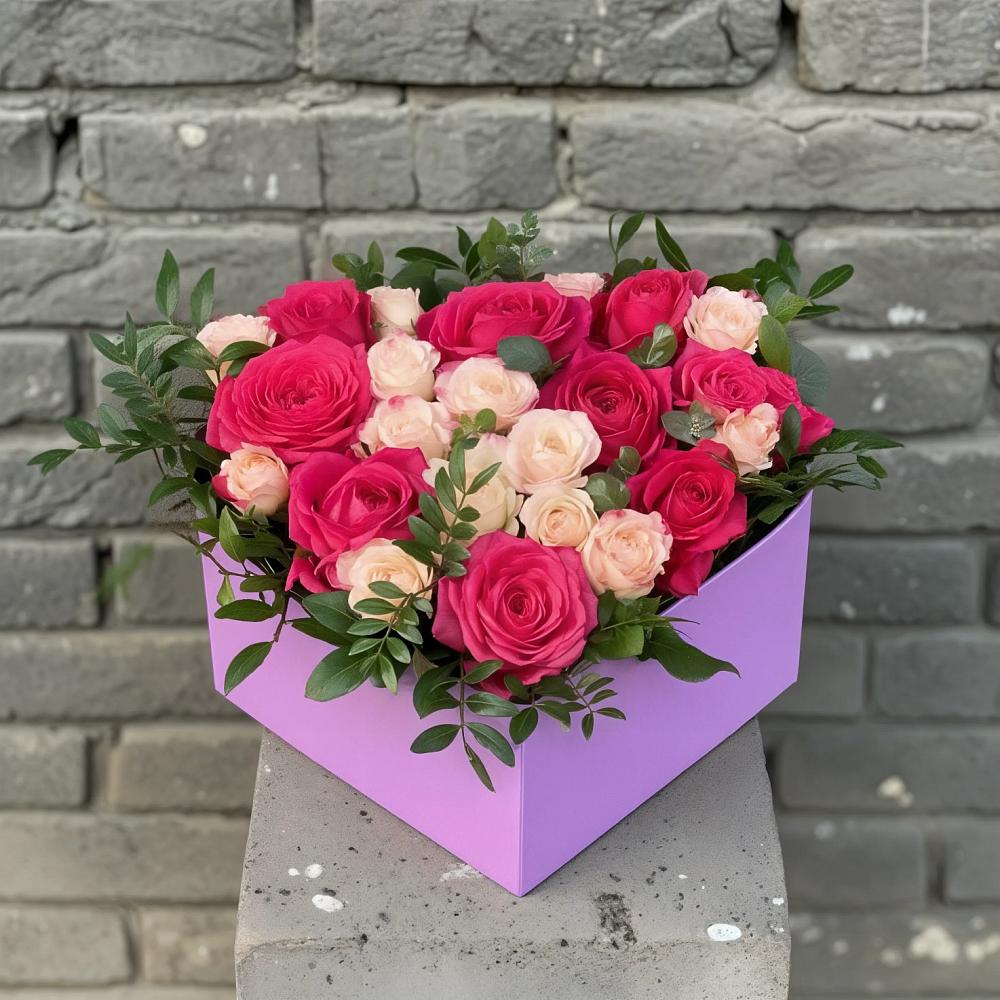 Цветочная композиция из Розы в коробке в Железноводске