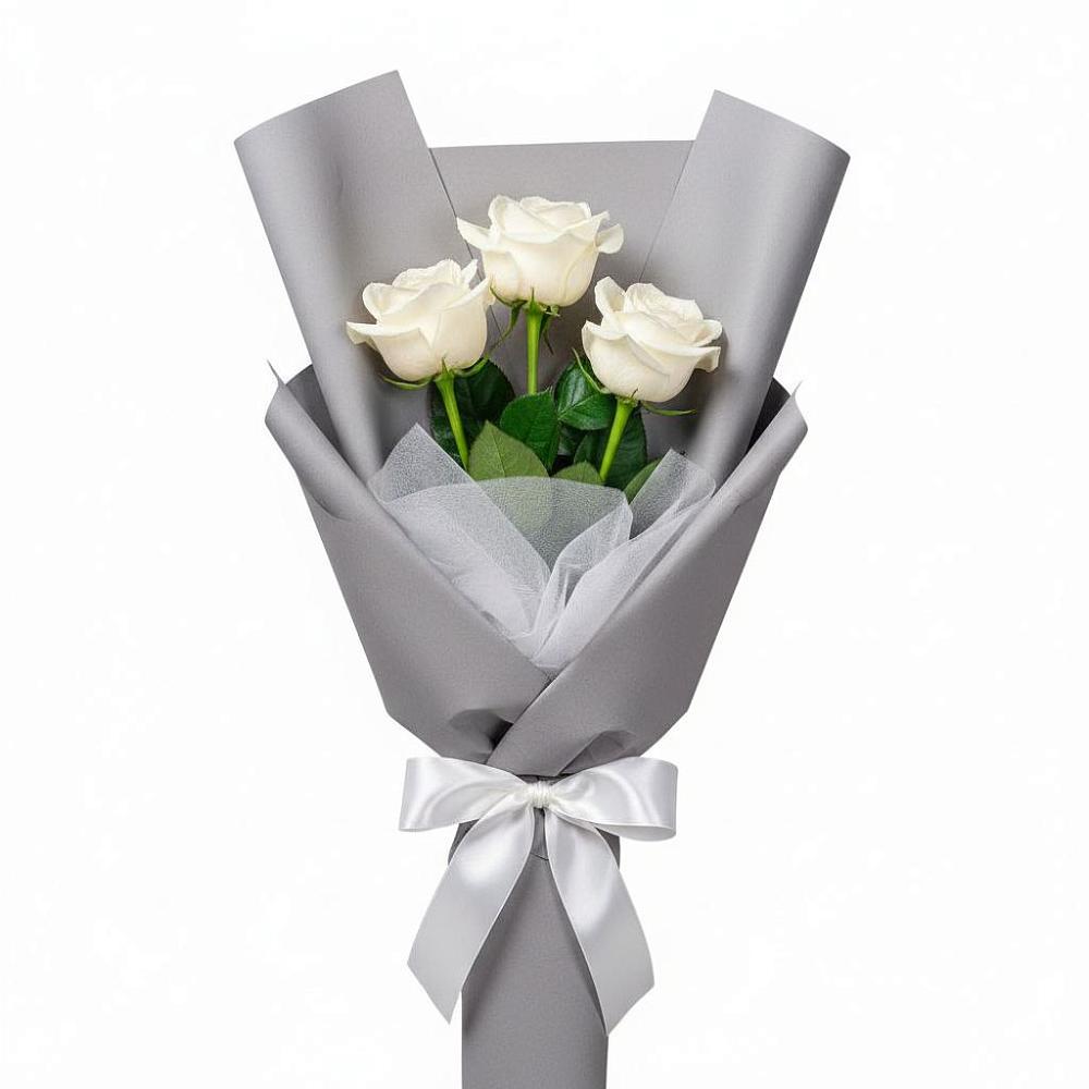 Букет 3 белые розы в Железноводске