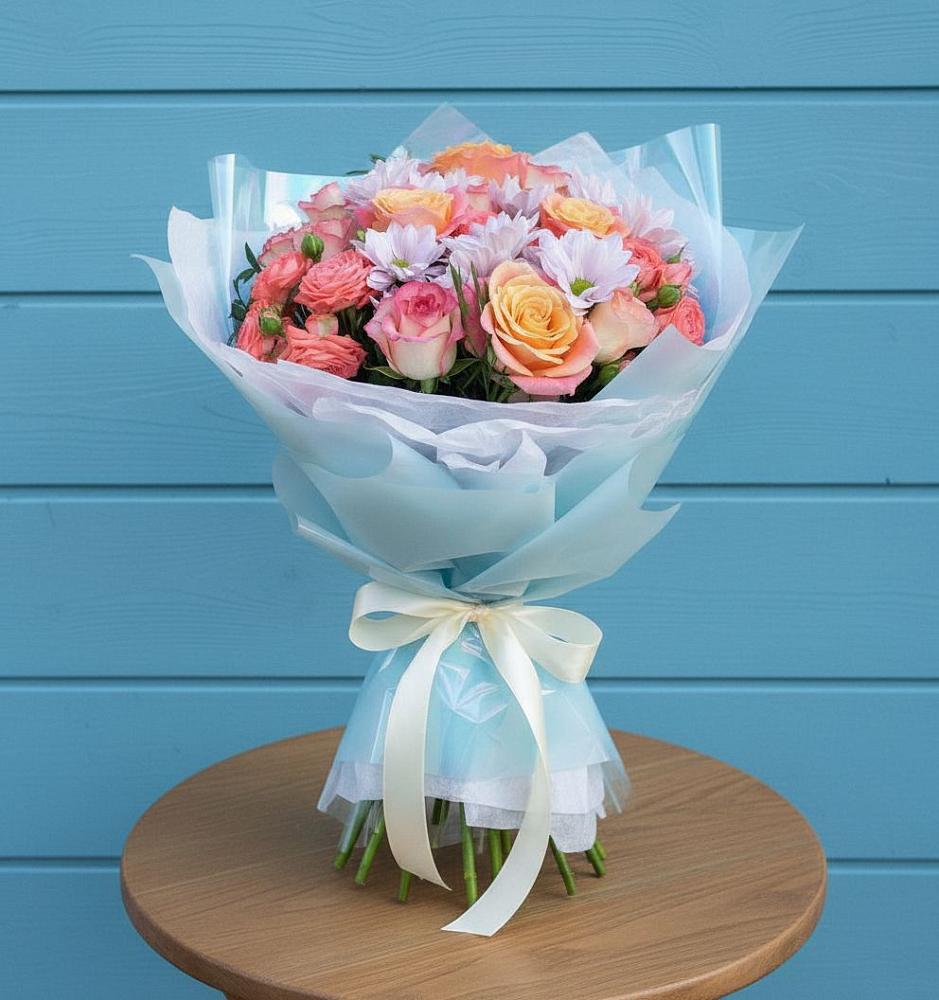 Букет цветов из: Хризантемы и Розы в Железноводске