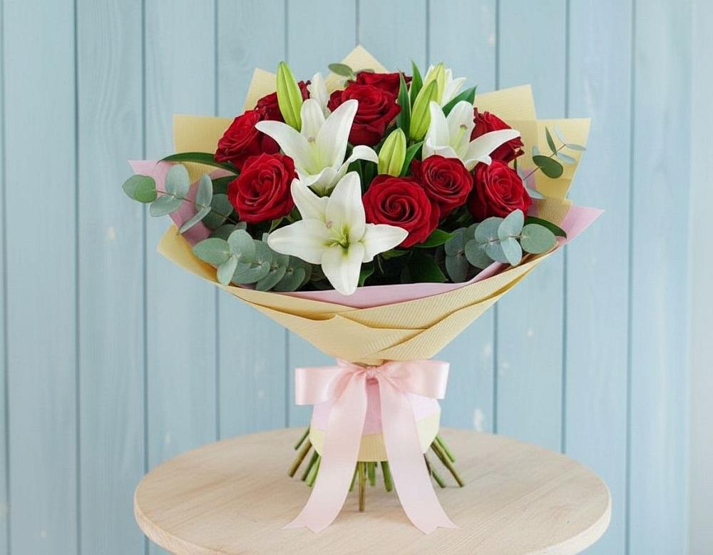 Букет цветов из: Лилии и Розы в Железноводске